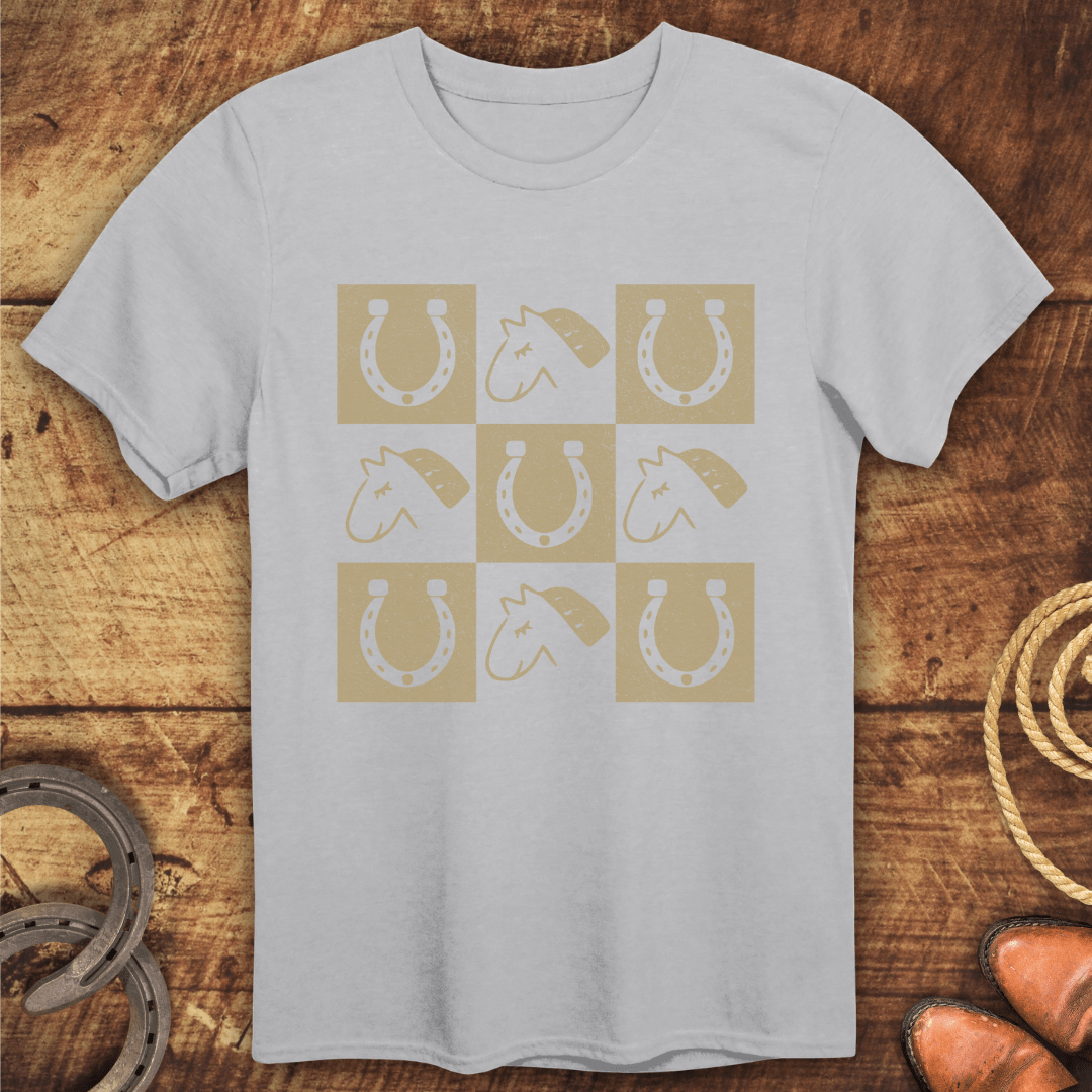 Cute Horses Grid T-Shirt